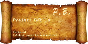 Preiszl Béla névjegykártya