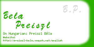 bela preiszl business card